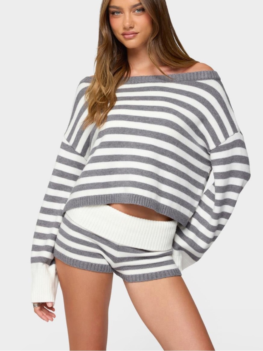 Edikted Saphi Striped Oversized Knit Sweater